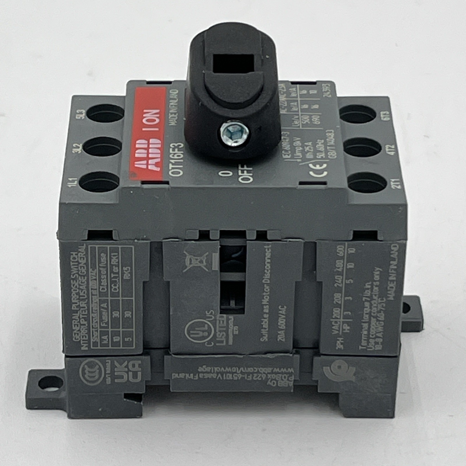 NEW!! ABB OT16F3 Switch Disconnector 3-pole Front Operated 16A – 1SCA104811R1001