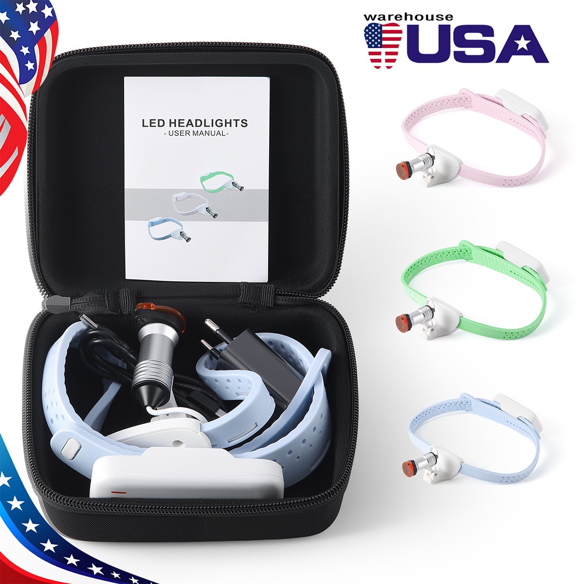 Dental Lab Headlamp 5W Cordless Super Bright Lightweight Head-Mounted 40000Lux