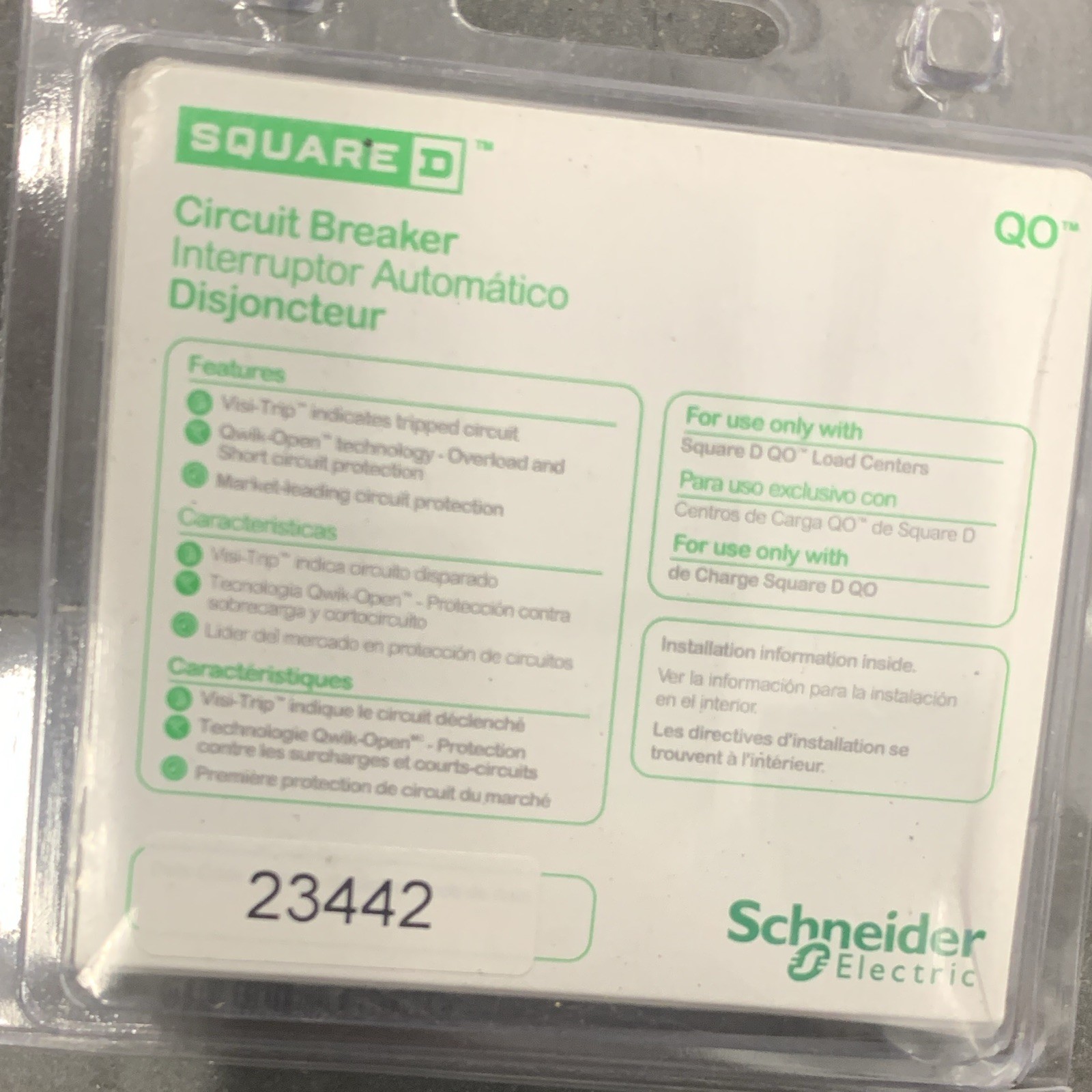 Square D QO130C QO Circuit Breaker 30A 1-Pole 120/240 Vac Trip Indicator