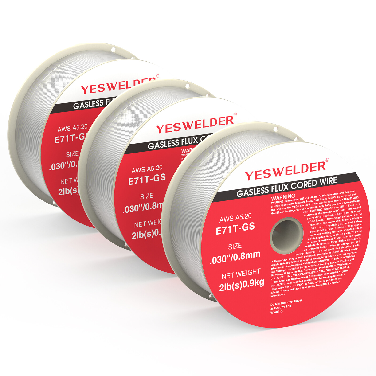Flux Core Gasless Mig Wire, Mild Steel-E71TGS .030″ 0.8mm-2 Lbs Spool (3 Rolls)