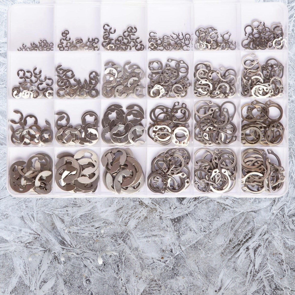 327Pcs Stainless Steel E-Clip C-Clips Circlip Kit Retaining Ring Assortment Set