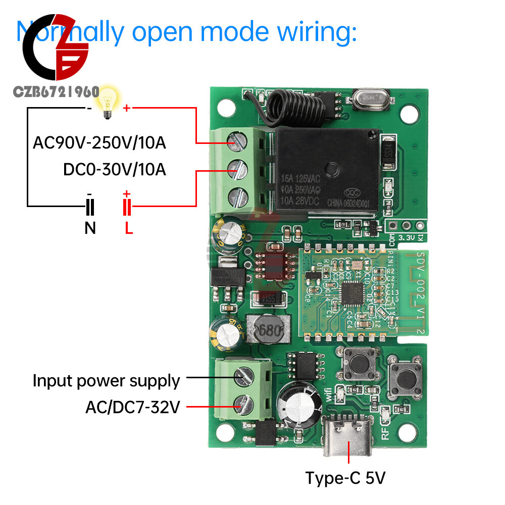 AC/DC7-32V/AC220V 1-CH Pro Self-Locking APP Smart WIFI Bluetooth Relay Module