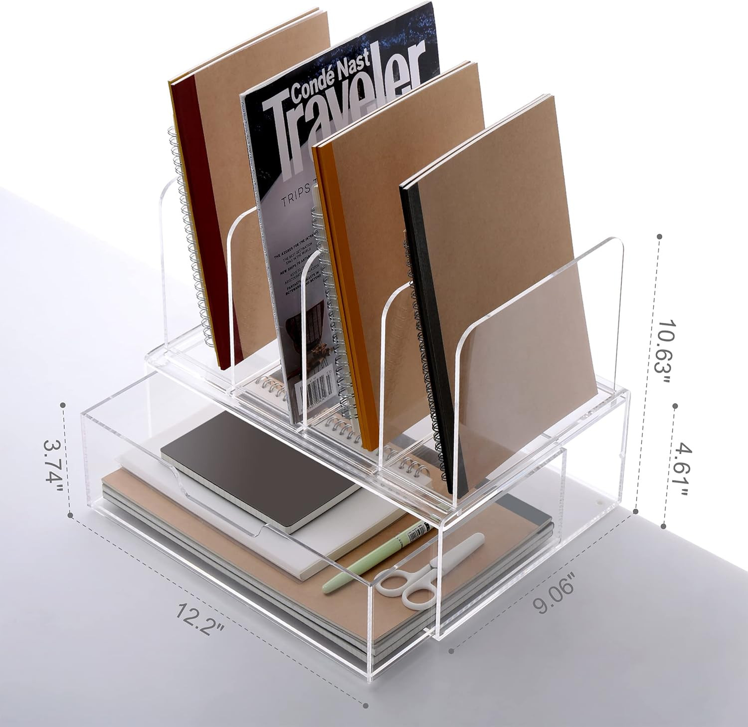 Desk Organizers and Accessories, Acrylic Desk Organizer with Drawer, Office Supp