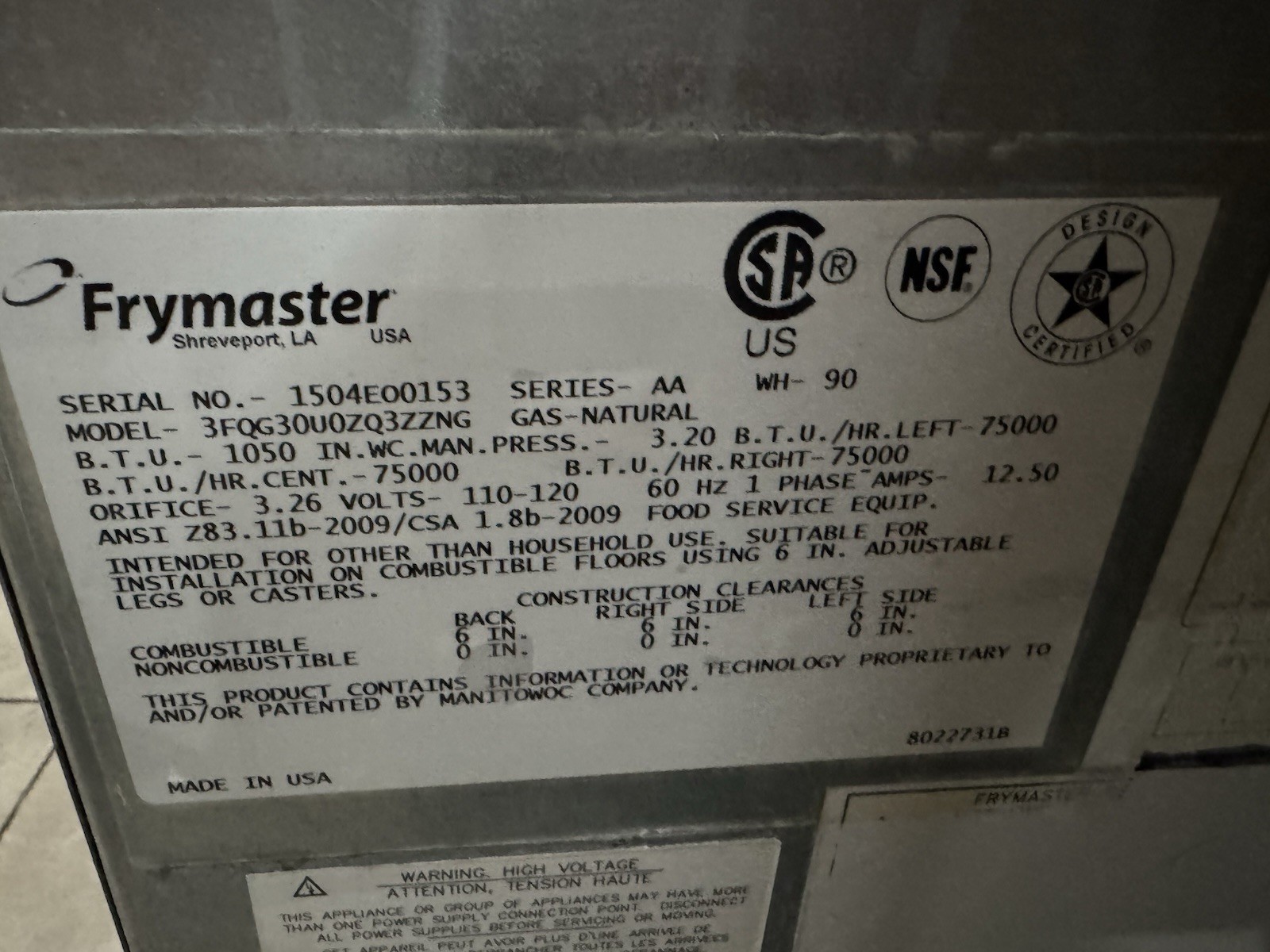 Frymaster 3FQG30UQZQ37ZNG 3 Vat Gas Fryer w/ FilterQuick Filtration- Working