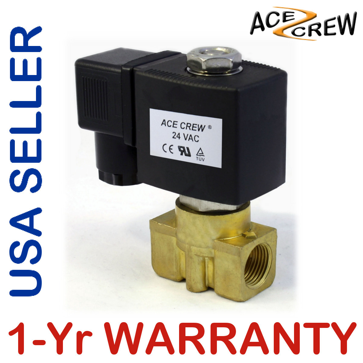 VITON 3/8 inch 24V AC VAC Brass Solenoid Valve NPT Gas Water Air Normally Closed