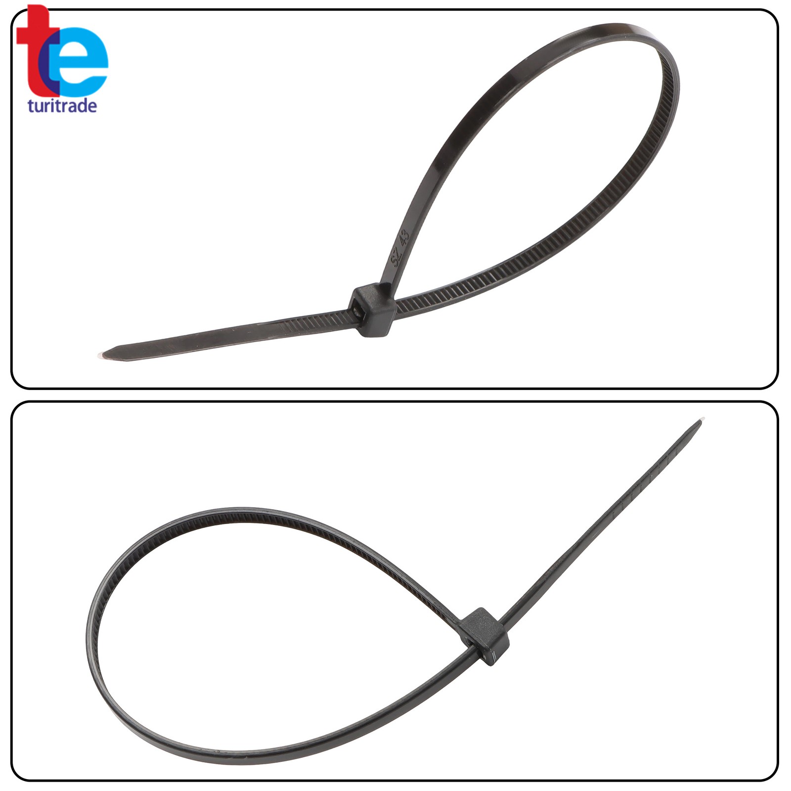 5000x 8″ Zip Ties 40lb Tensile Uv Black Heavy Duty Cable Ties 0.14″ Width
