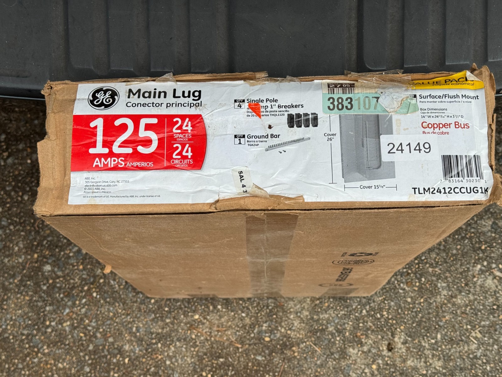 GE 125 Amp 24 Space 24 Circuit Indoor Main Lug Panel Kit TLM2412CCUG1K New