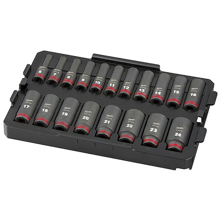 Milwaukee Tool 49-66-6816 19 Pc. Shockwave Impact Duty 3/8″ Drive Metric Deep