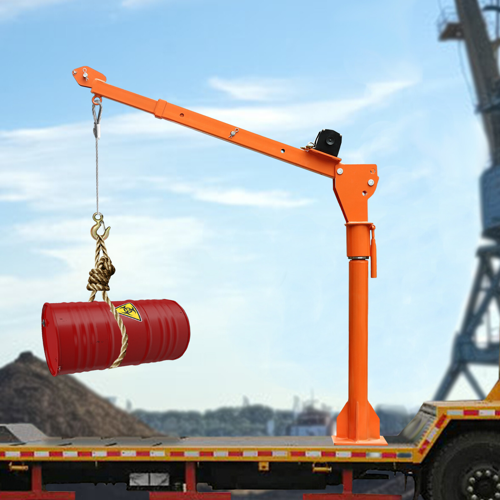 1100LBS Truck-Mount Crane Lift w/12V Electric Winch Pickup Truck Jib Crane Hoist