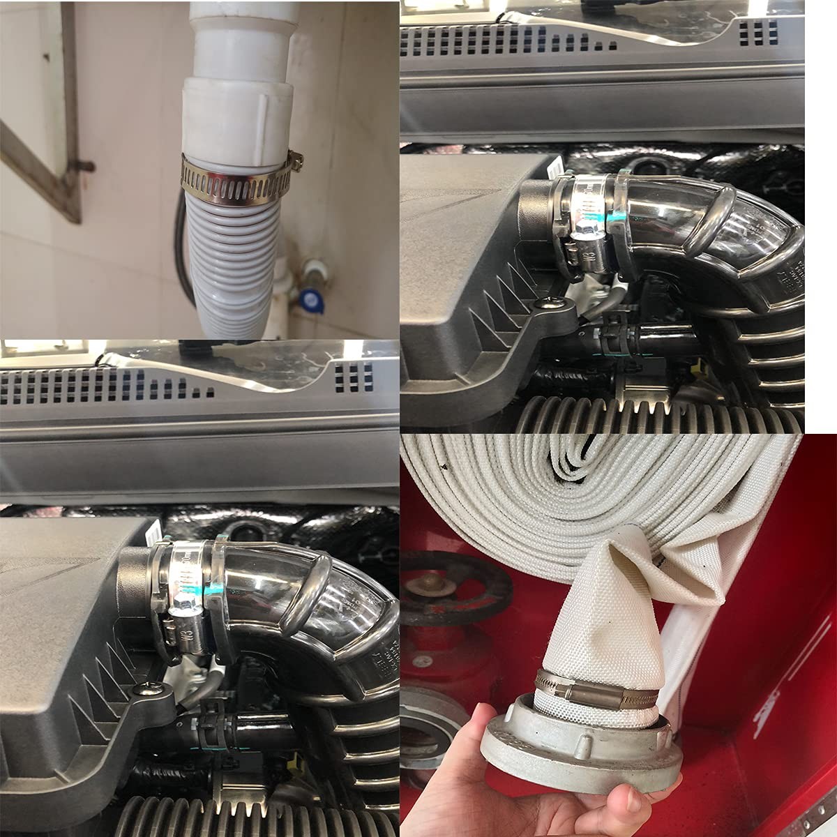 Abrazadera de manguera, paquete de 10, acero inoxidable 304, ajustable