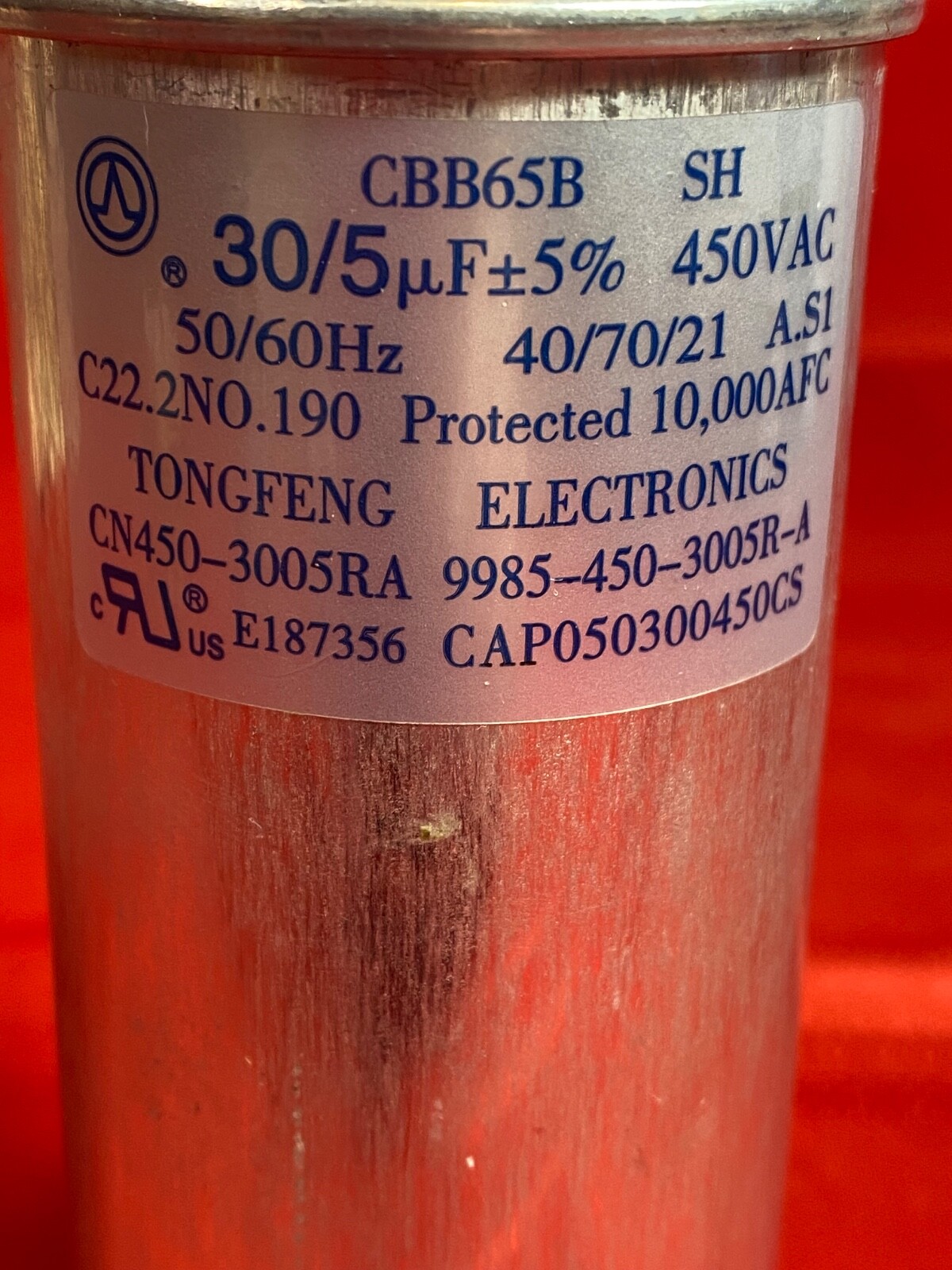 GENUINE OEM AMANA PTAC Dual Run Start Capacitor 30/5uF Pn CAP050300450CS 450 VAC