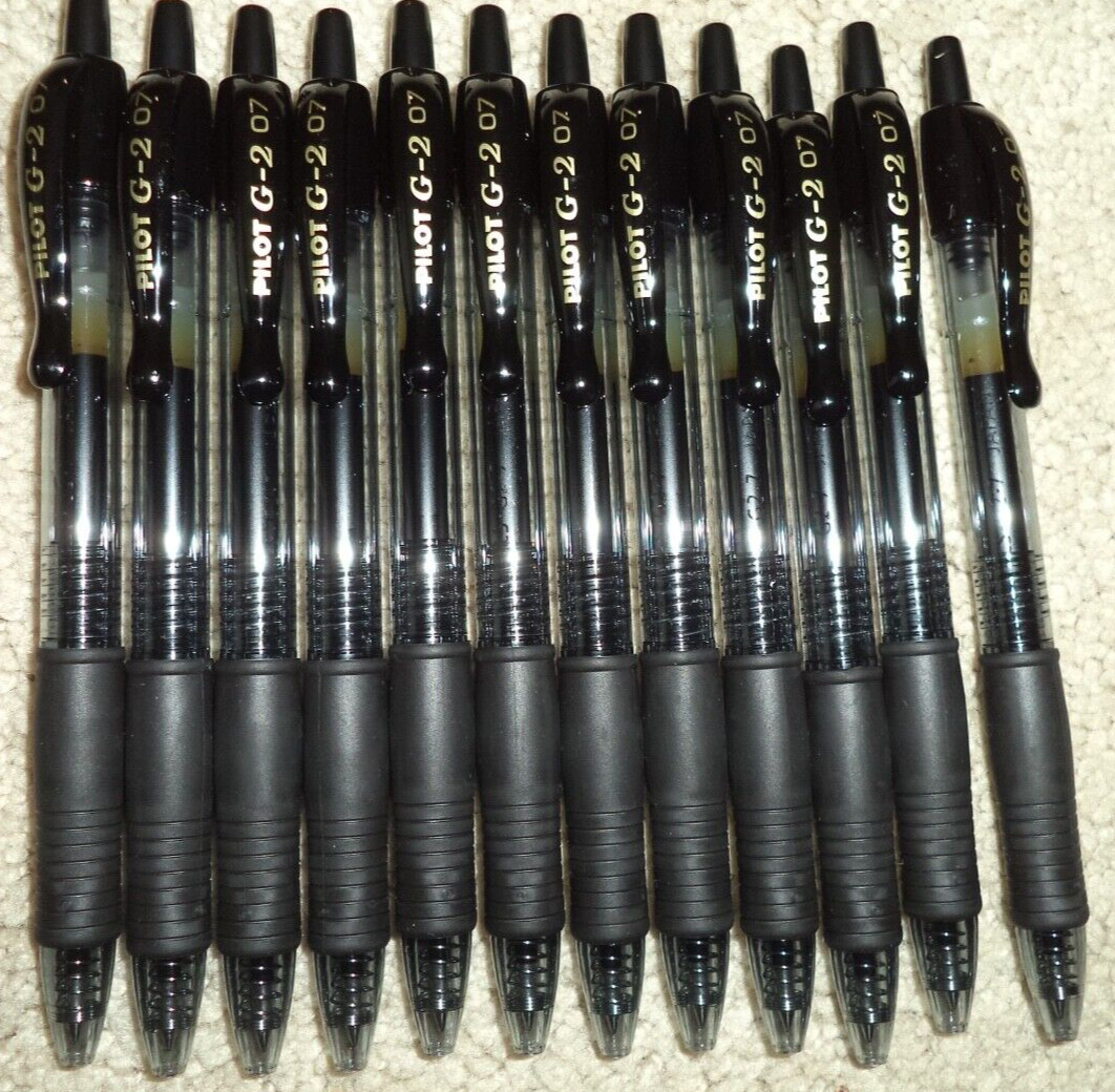 20 Pilot® G-2® g2 Retractable Gel ROLLER Pens Fine Point 0.7mm BLACK 31136 31020