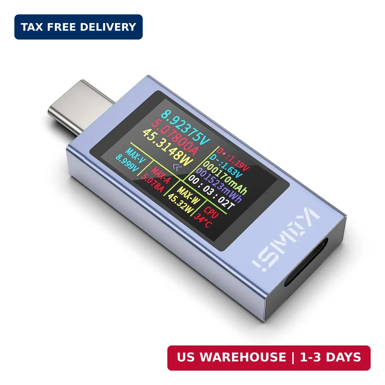 360W USB C Tester Power Meter, 4-30V 0-12A Type-C PD Tester Digital Multi