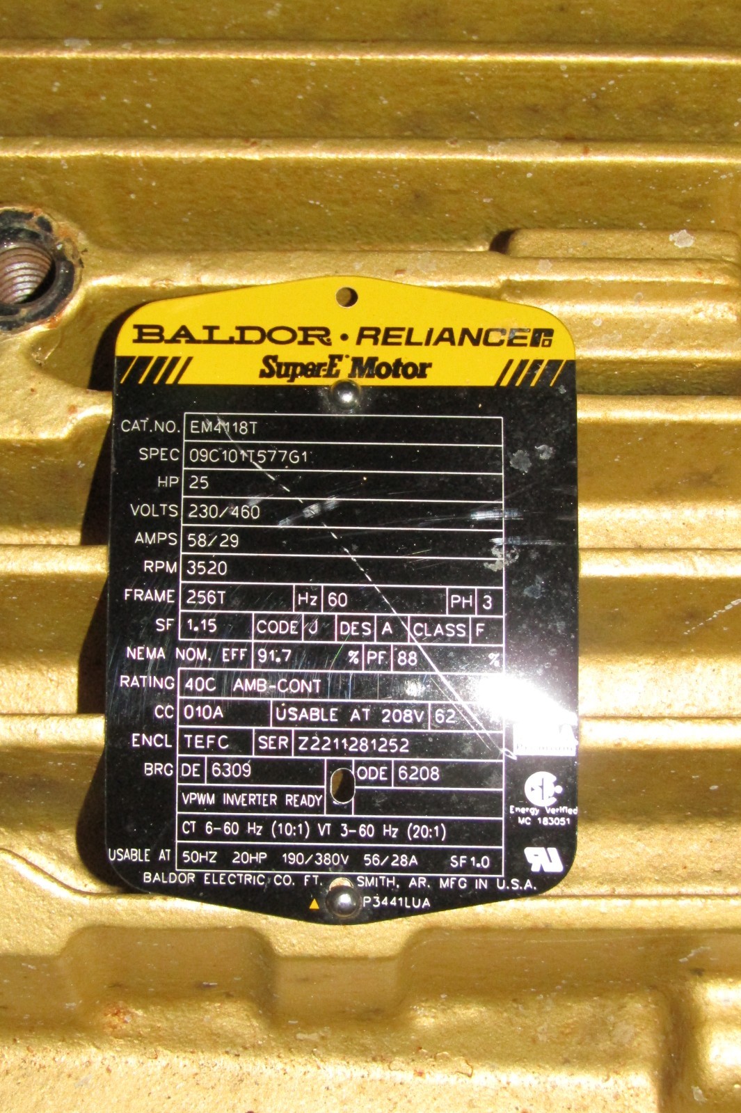 😏 NEW BALDOR 25 HP ELECTRIC AC MOTOR 230/460V 256T FRAME 3520 RPM 3Ø EM4118T