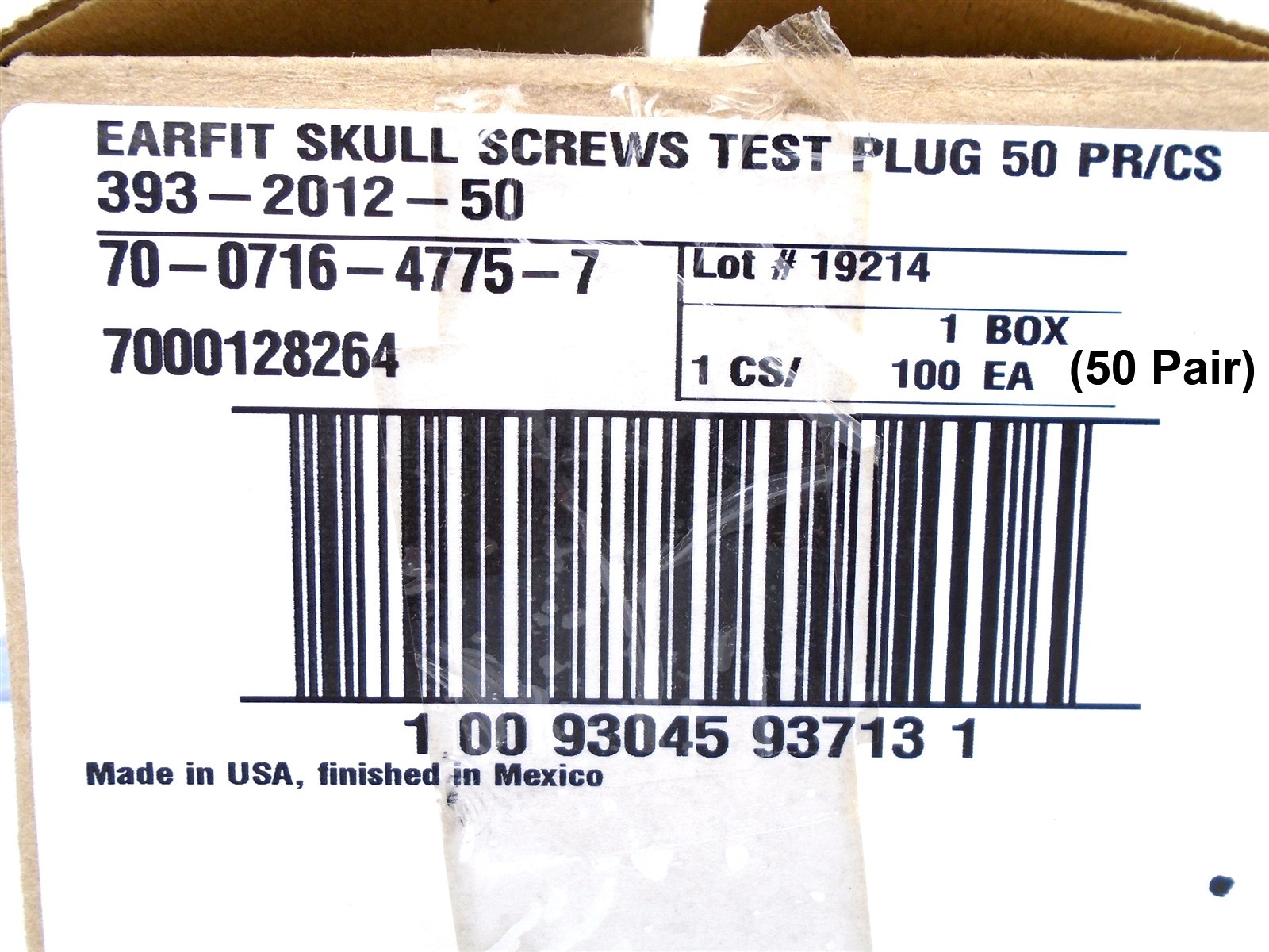 (50 Pair) 3M – 393-2012-50 – E-A-Rfit SKULL SCREWS Test PLUGS – (NEW in CASE)
