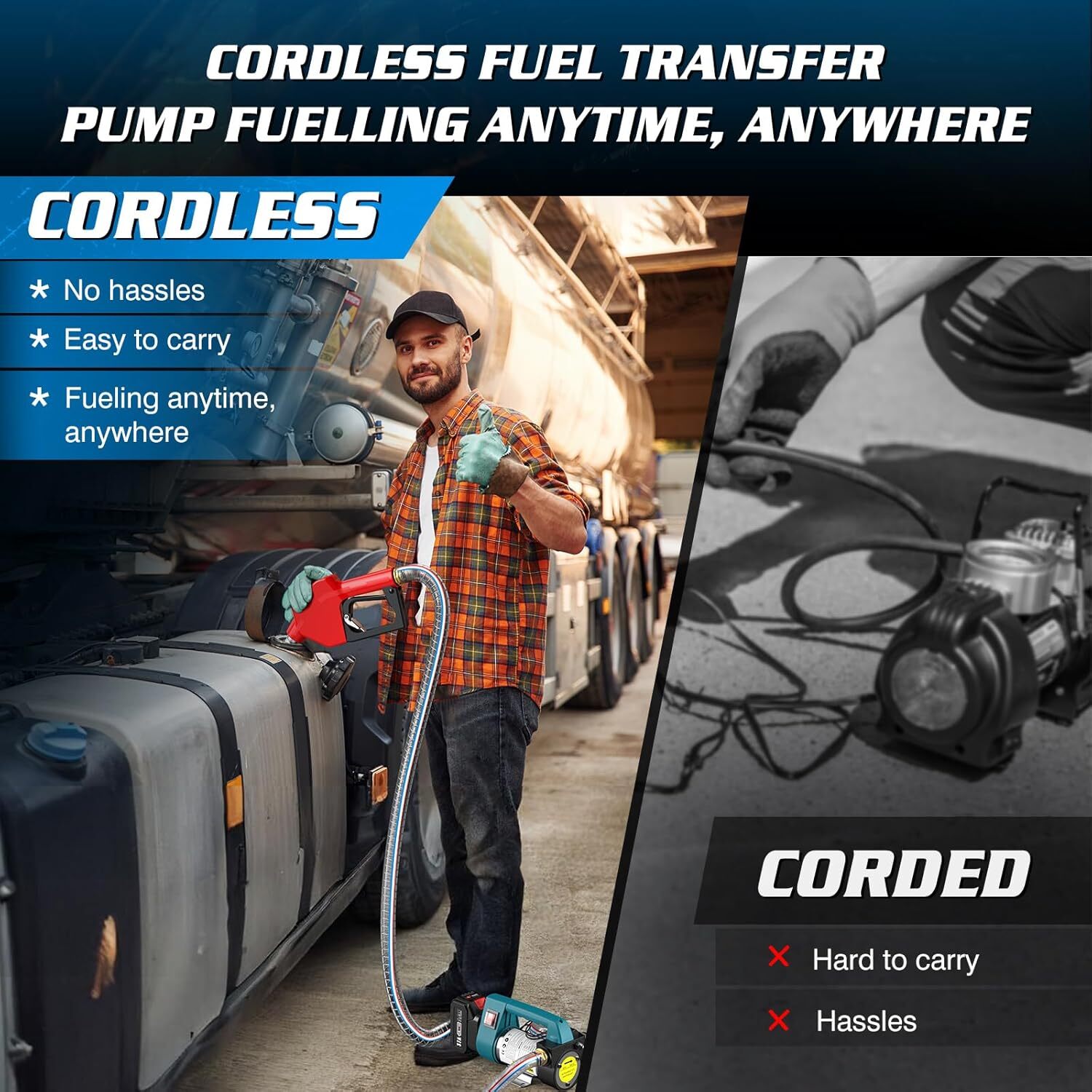 SEESII 12GPM 21V 260W Diesel & Kerosene Transfer Pump Cordless Battery Powered