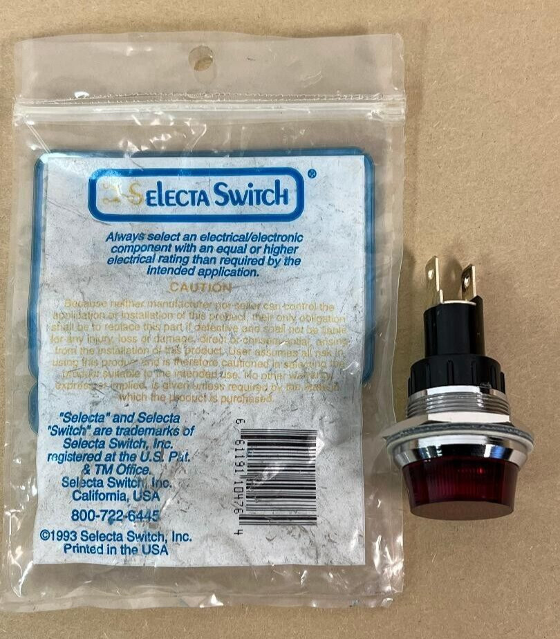 SELECTA INDICATOR LIGHT SL64015-BG, RED PROJECTED FLAT 10476, 1″ PANEL MOUNT