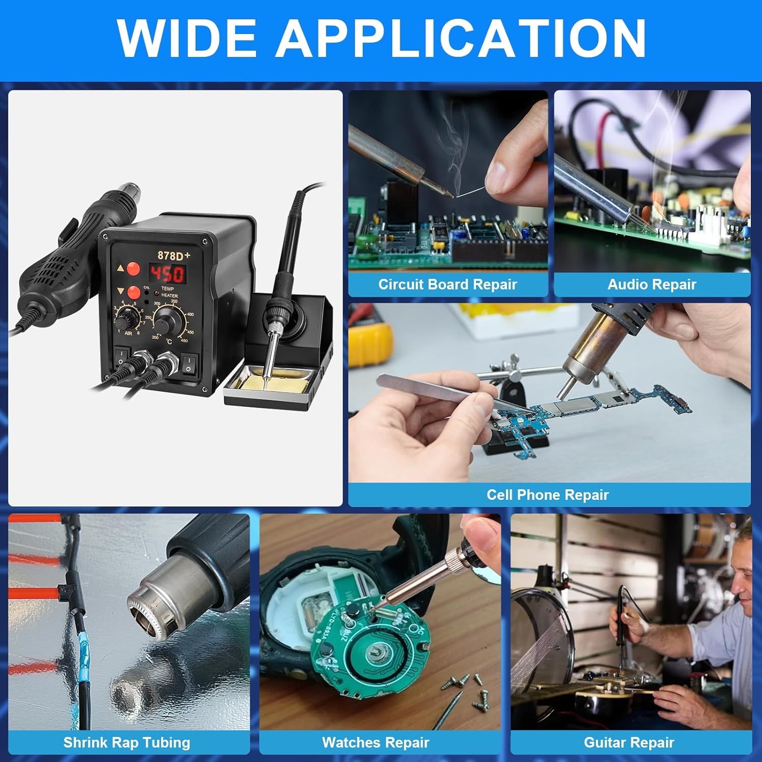 2-in-1 Soldering & Hot Air Rework Station, Dual Control