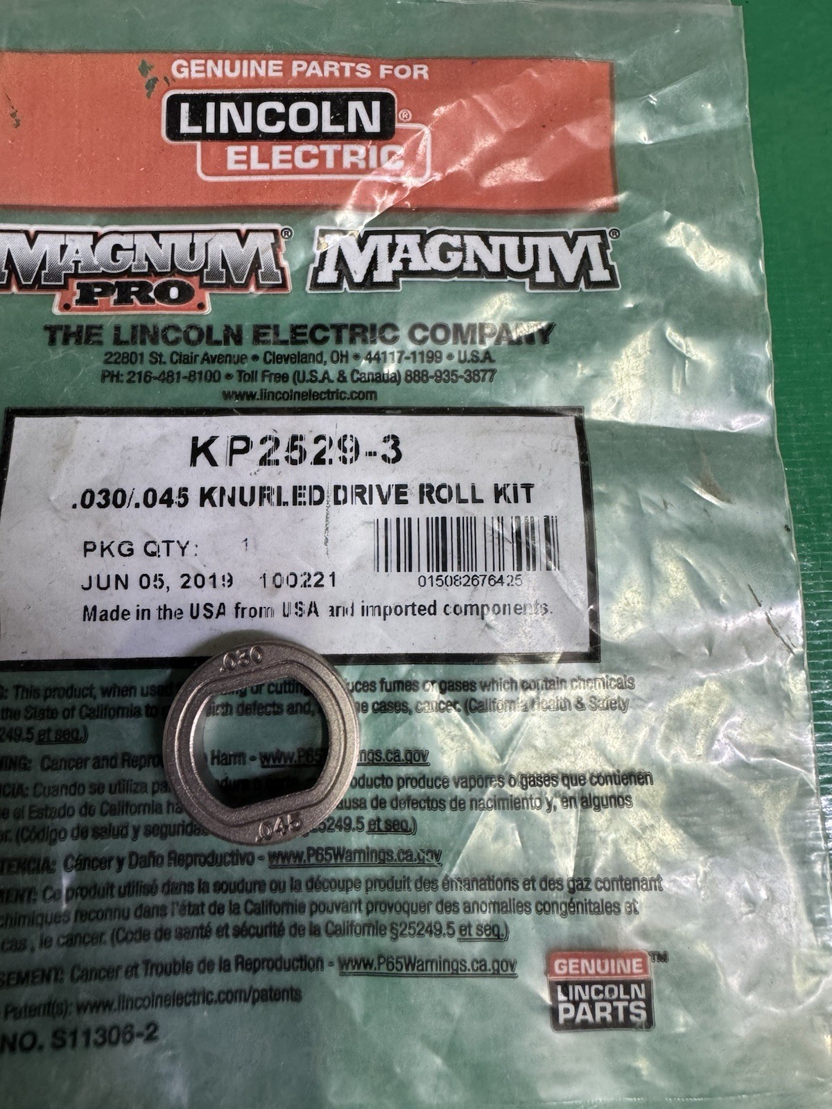 Kp2529-3 Drive Roll .030 -.045 VK ROLL Assembly NEW NEW Lincoln Welder Parts