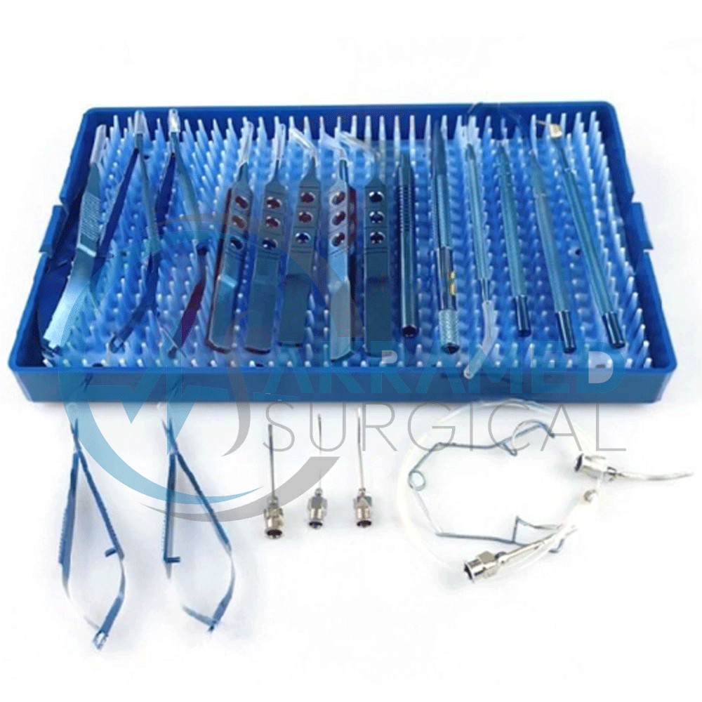 Titanium Eye Cataract kit Ophthalmic Surgery Set With Sterilizing Case 21 Pieces