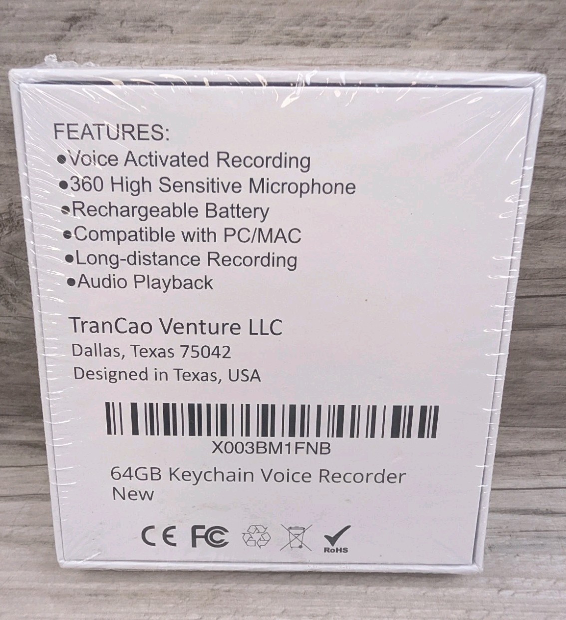 TCTEC 64 Gb Keychain Voice Recorder W/ 750 Recording Hrs New Factory Sealed