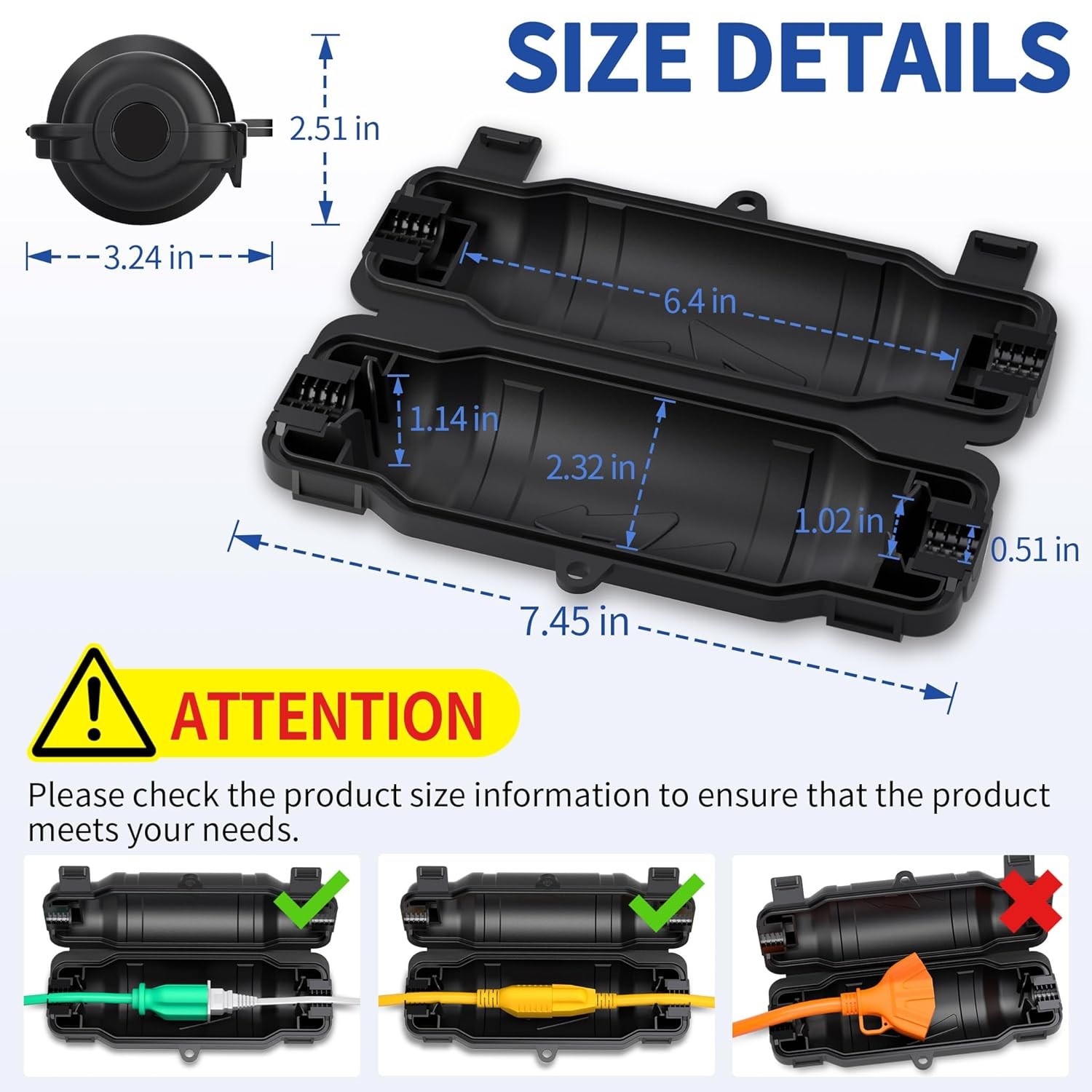 2 Pack Outdoor Extension Cord Safety Cover W/ Waterproof Seal