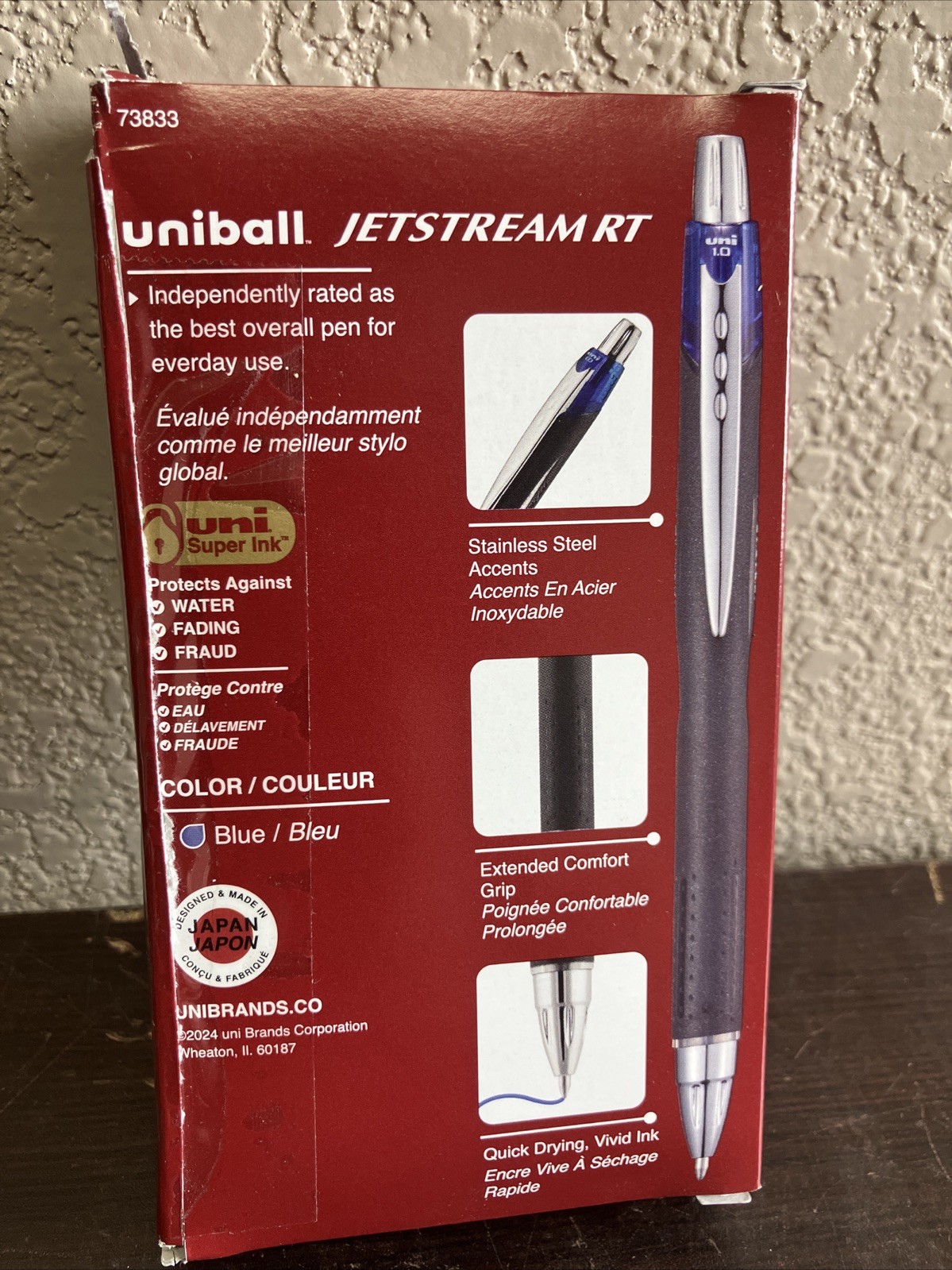 uniball 73833 Jetstream RT Ballpoint Pens Bold Point 1.0mm Blue 12 Count BAD BOX