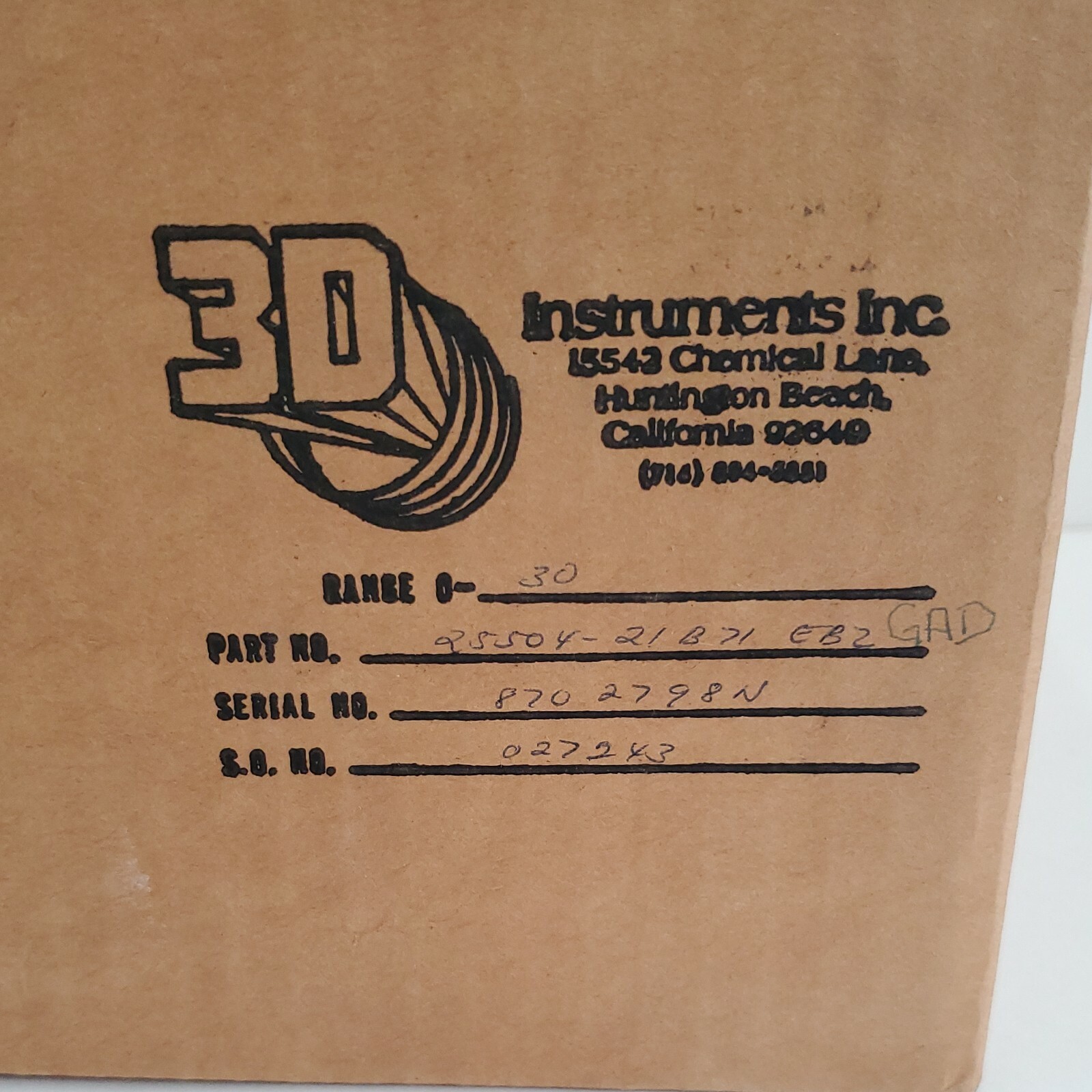 *NEW* 3D Instruments 25504-21B71 4.5″ Test Gauge Panel Mount 0-30Psi + Warranty!