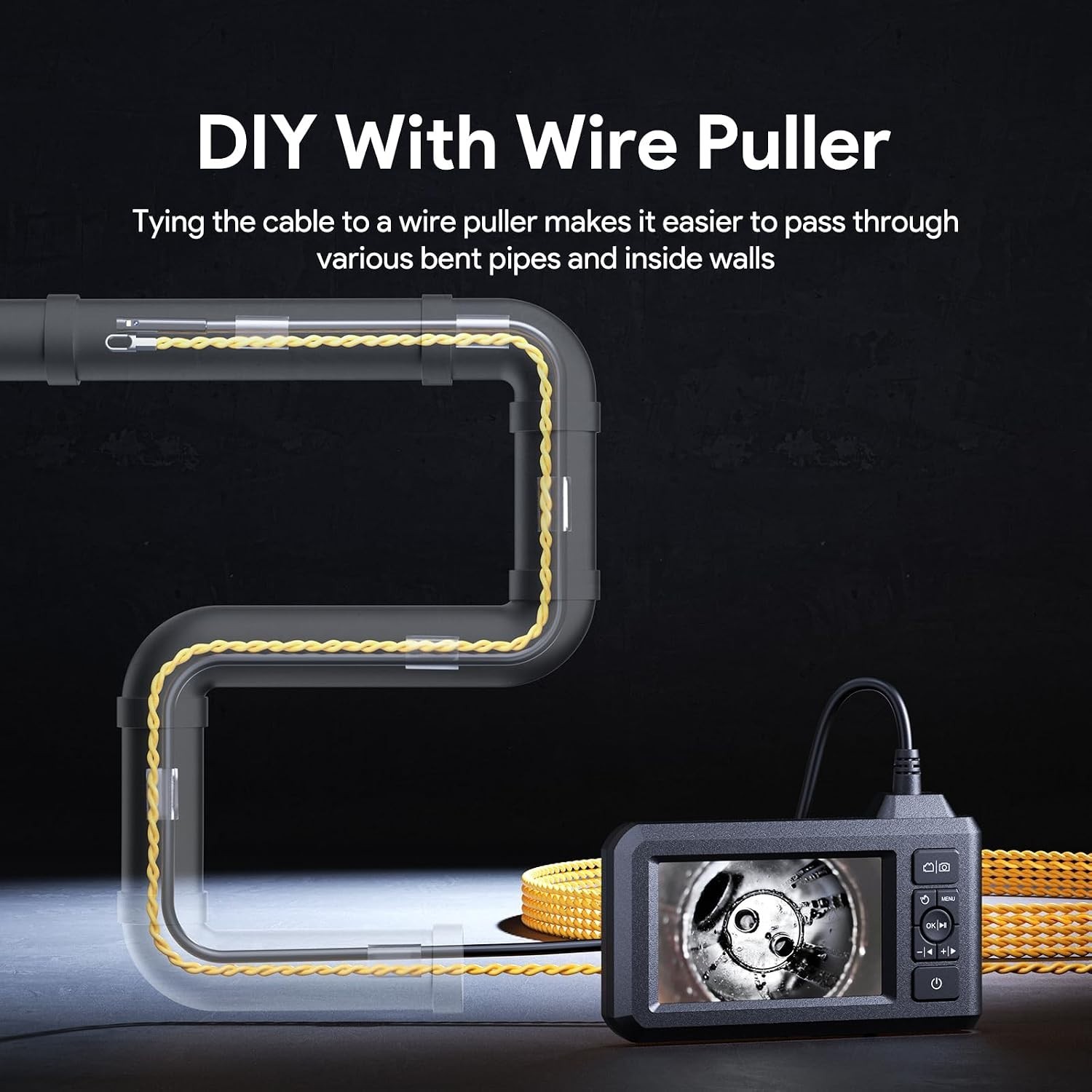 Dual Lens Industrial Endoscope, 1080P Digital Borescope Inspection Came