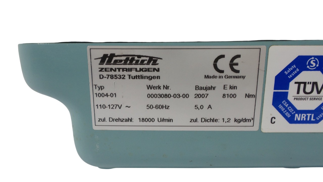 Hettich Zentrifugen Model EBA 21 Centrifuge With Rotor 12x15g
