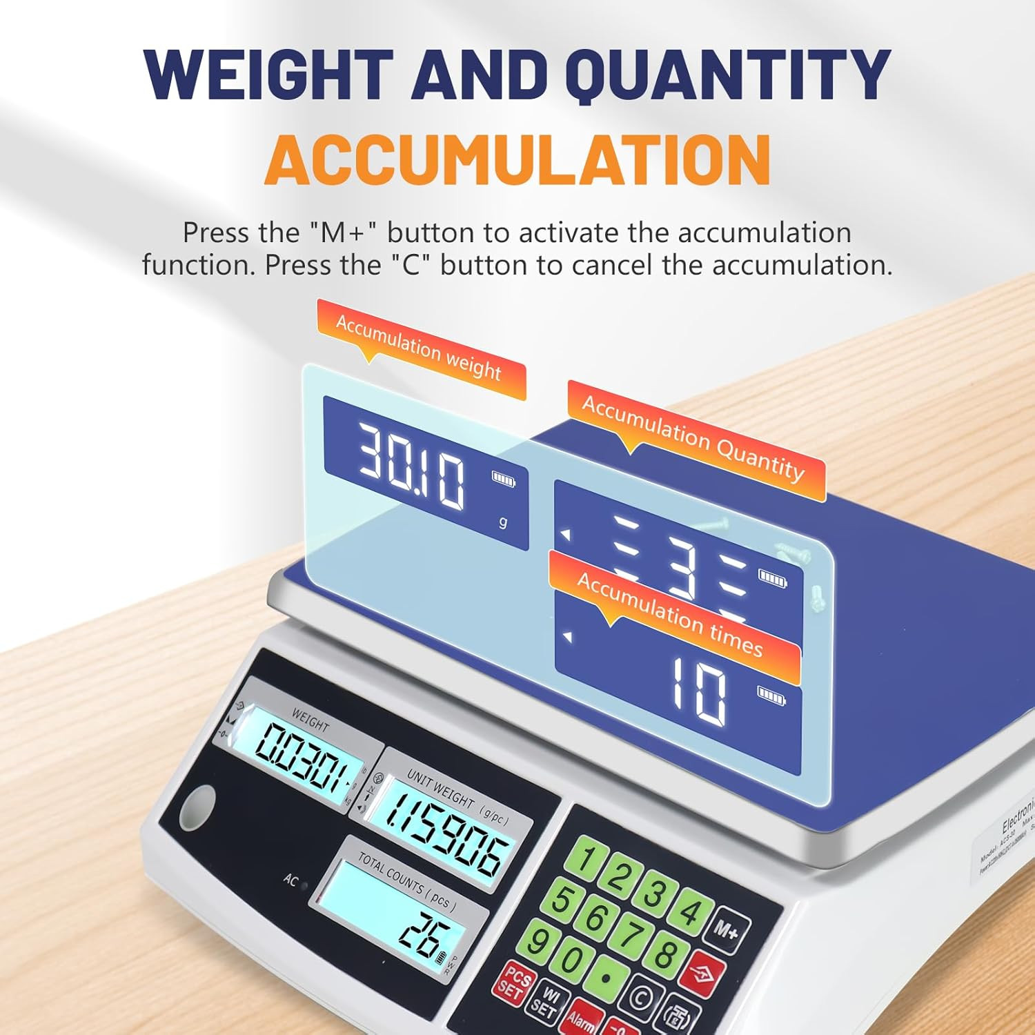 Counting Scale (30Kg/66Lb, 0.1G), G/Kg/Lb, Coin Scale, Precision Electronic Gram
