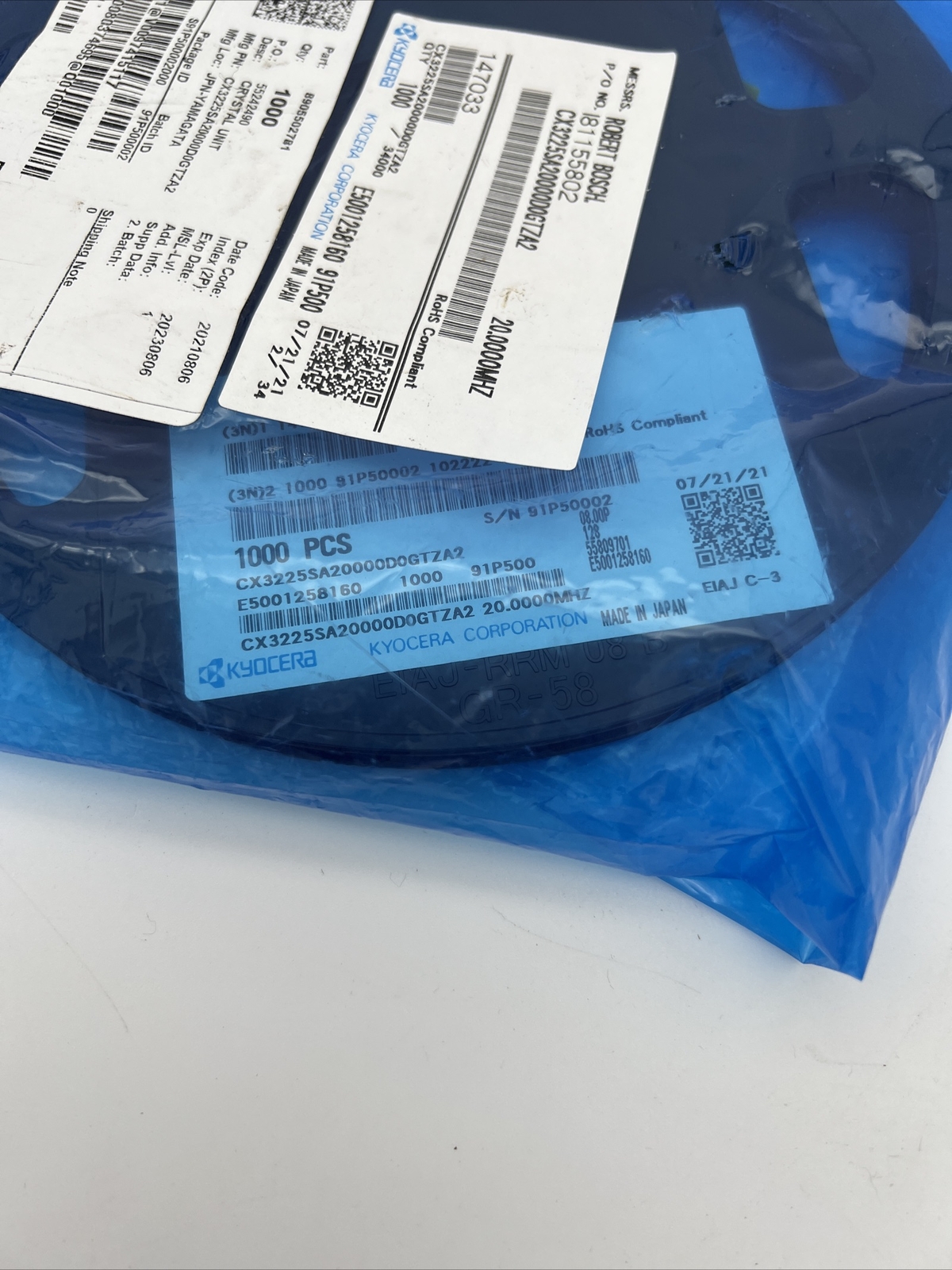 Kyocera Crystal Unit CX3225SA20000D0GTAZ2 20.0000MHZ 1000 pcs