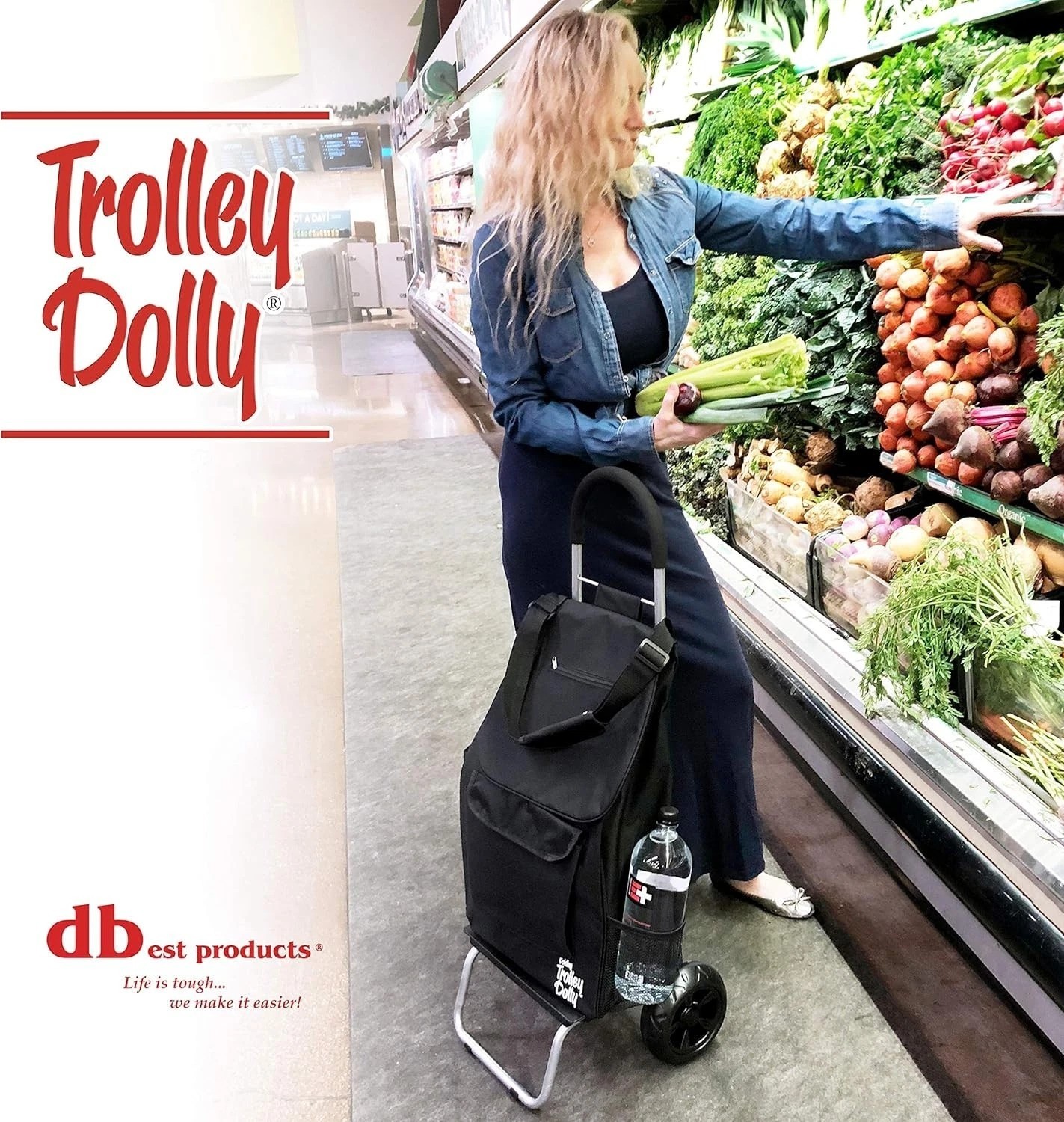 Versatile Foldable Black Trolley Dolly Shopping Cart – All-Terrain & Lightweight