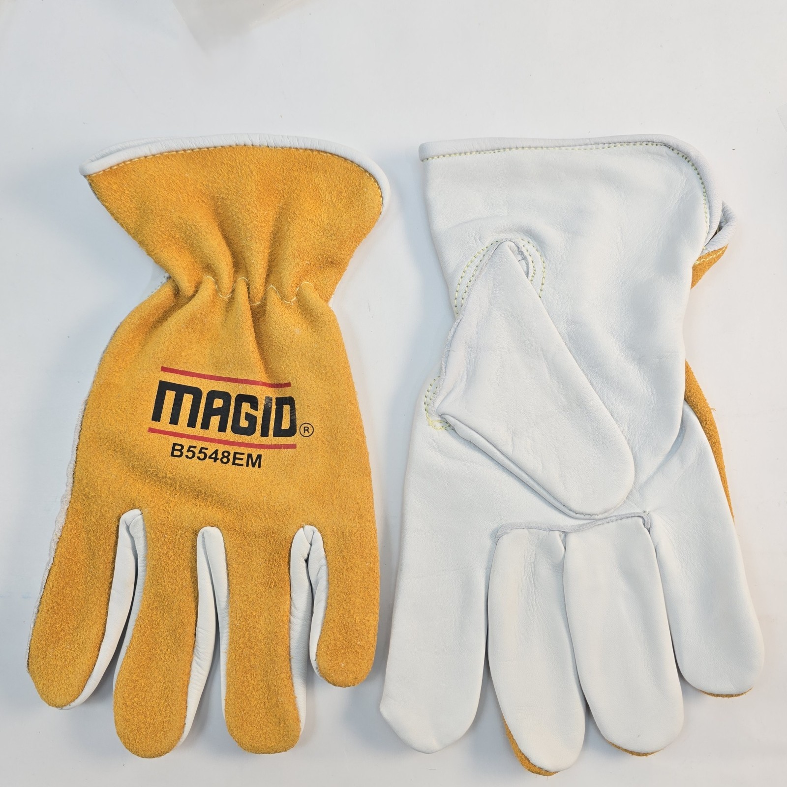 3 PAIR MAGID Leather Drivers Gloves, Slip On Cuff, Keystone Thumb, Size Medium