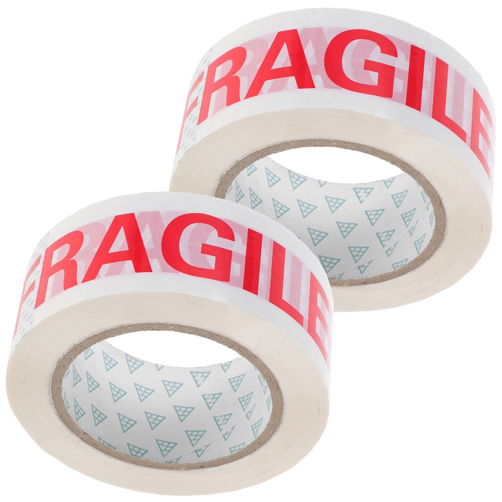 2 Rolls Fragile Logistic Packing Tape Caution Letter Delivery Sealing