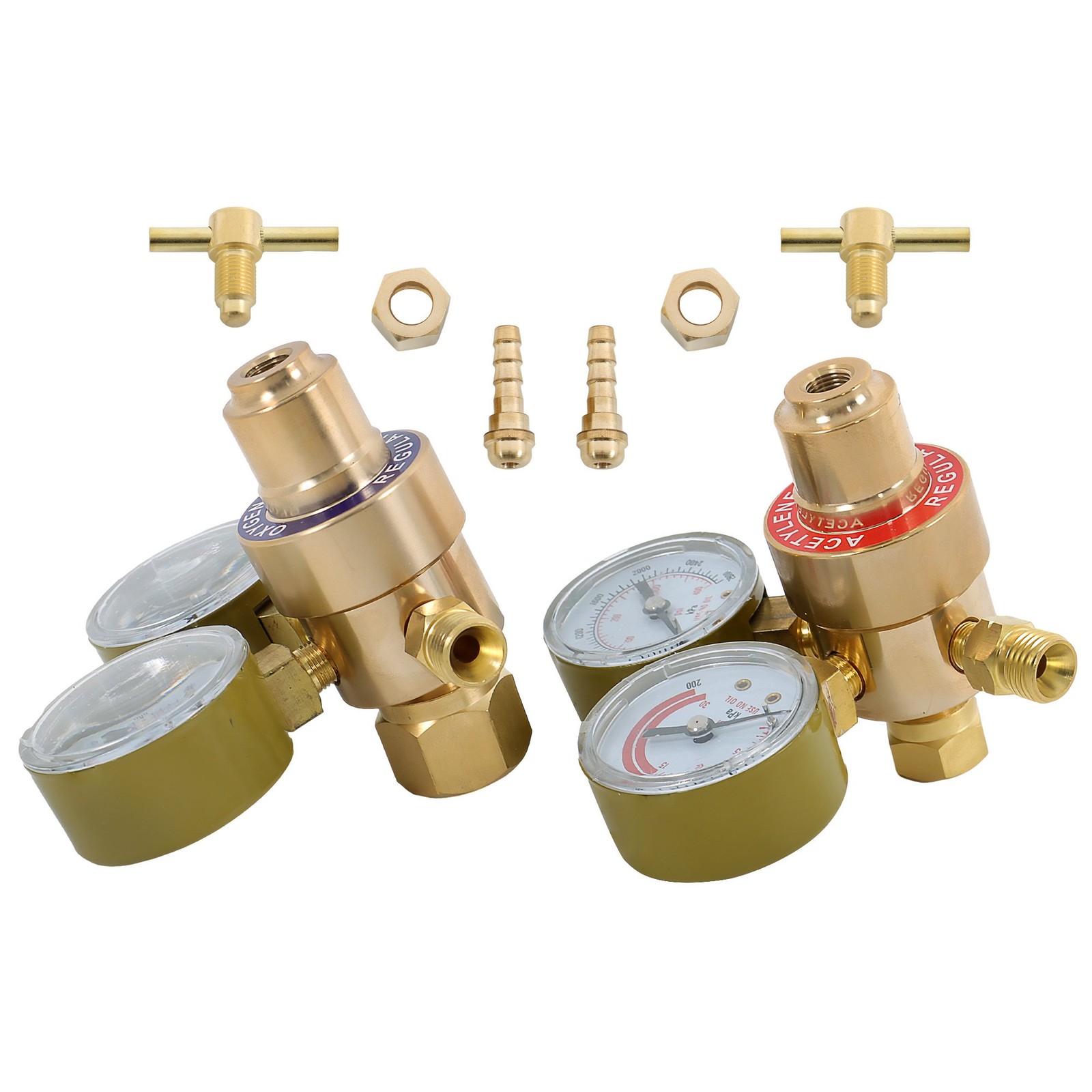 Oxygen Acetylene Gas Regulator Set Welding Cutting Torch Dual Gauge Solid Brass