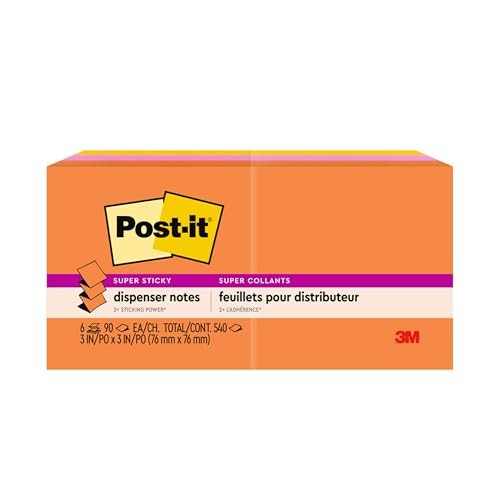 Post it Super Sticky Notes Value Pack 6 Pads 3×3 2x Stickiness Energy Boost C…
