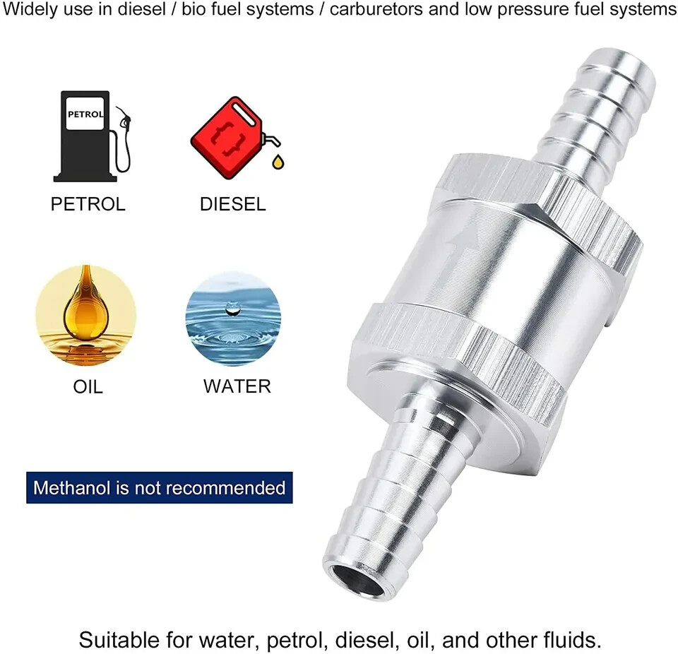 2x 10mm 3/8″ Fuel Line Non-Return One Way Air Fuel Oil Check Valve Diesel Gas