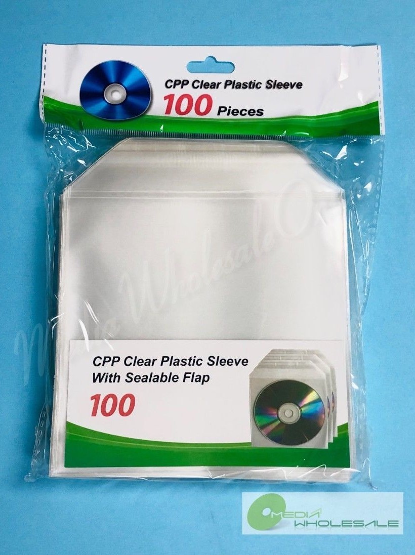 5000 CD DVD CPP Premium Clear Plastic Sleeve with Sealable Flap 100micron