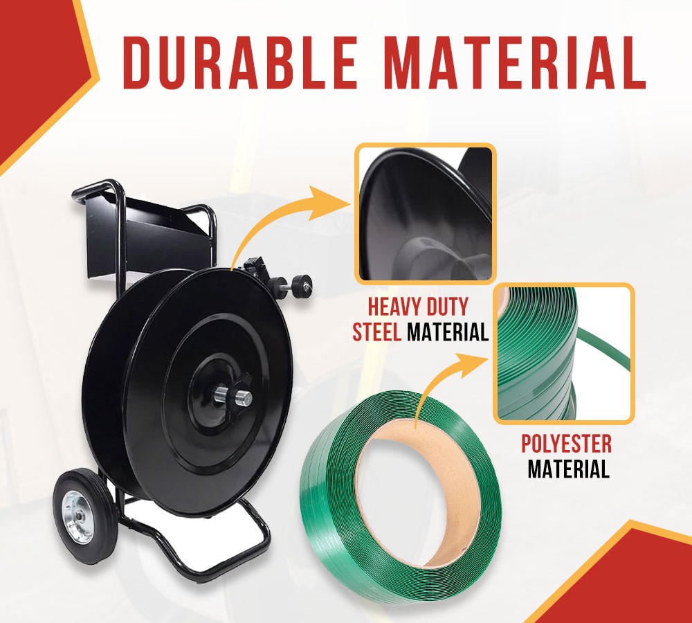 Steel Strapping Dispenser Cart Kit Polypropylene Coils 4000′ x 5/8″ x 0.035″
