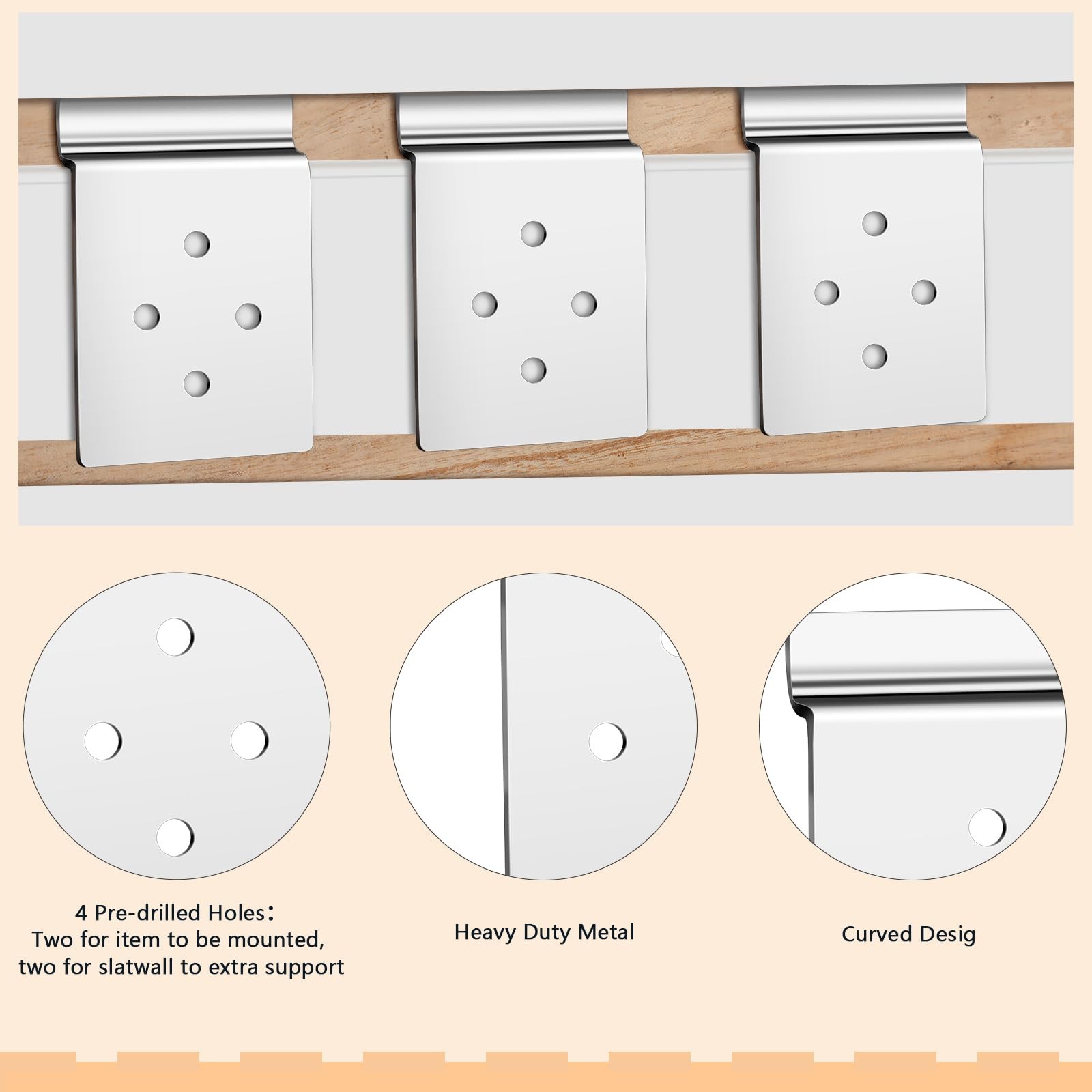 10 PCS Slatwall Metal Plate Mount Backplate Adapter Heavy Duty Steel Bracket