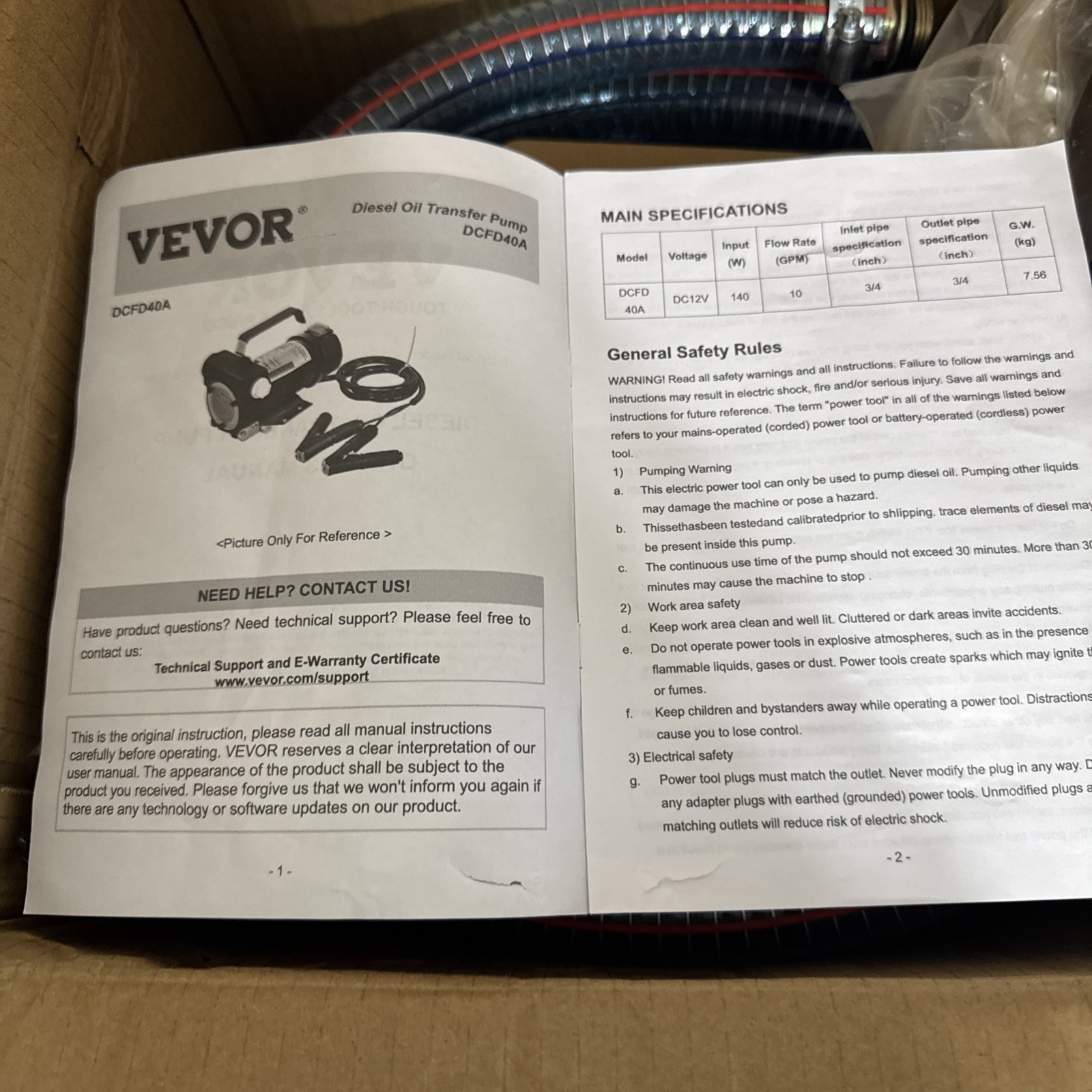 VEVOR DCFD40A10GPM 12V DC Diesel Fuel Transfer Pump Kit – C11GPM12V14HPKS06V1