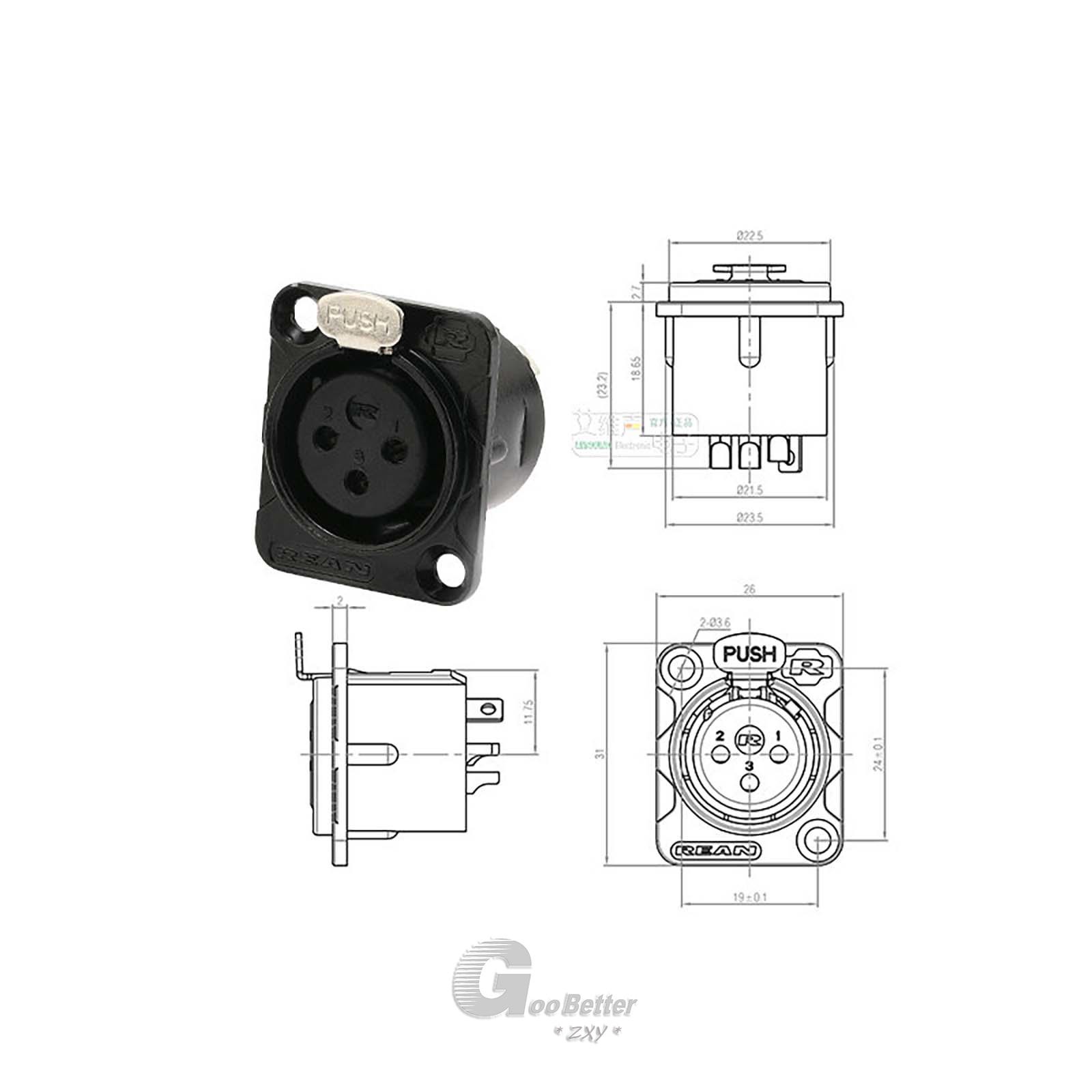 XLR 3 Pin Cable Chassis Panel Mount Audio Connectors Plug Socket Female/Male
