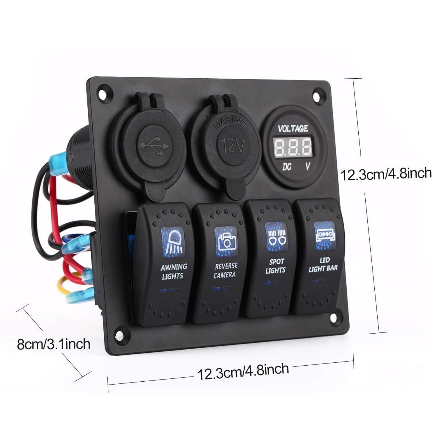 4 Gang Boat Switch Panel, Marine-Grade Waterproof Aluminum Switch Panel with …