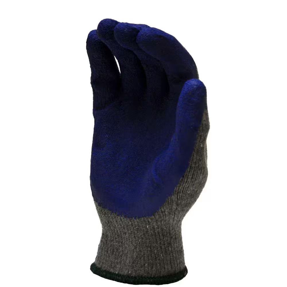 Large Blue Latex Palm and Finger Crinkle Pattern Rubber Coated Gloves (120-Case)