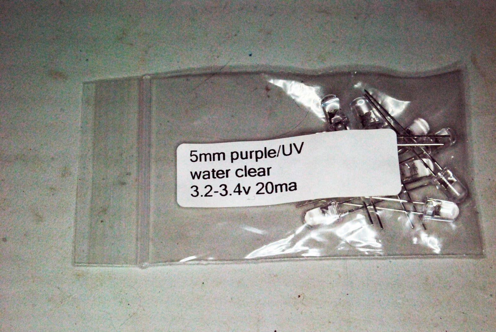 5mm purple/UV through hole LED 3.2-3.4v 20ma pack of 10