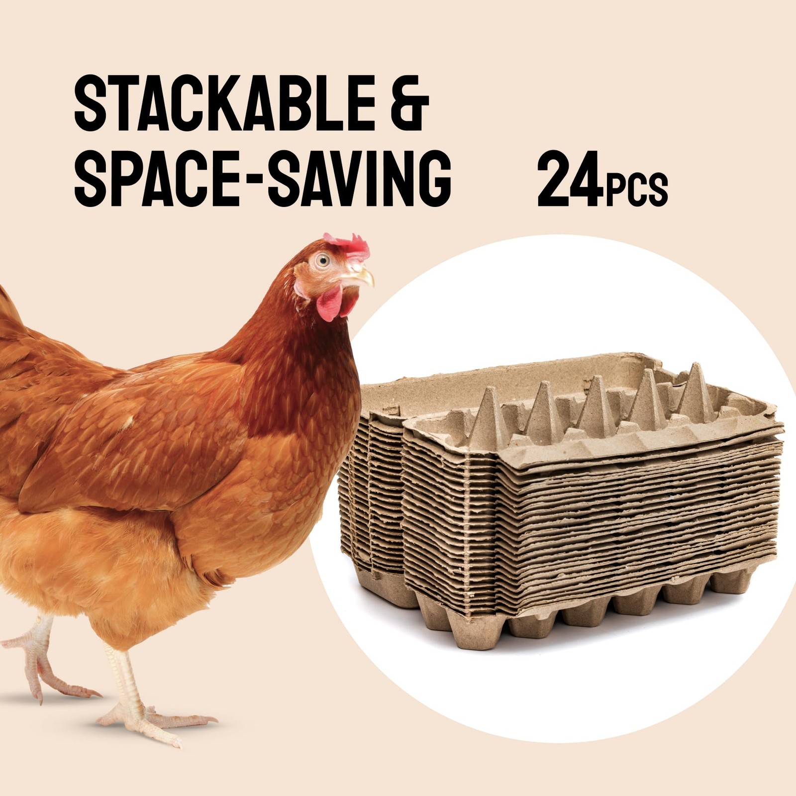 24 PCS Reusable Recycled Paper Pulp Egg Cartons 12Count Small To XL Sizes