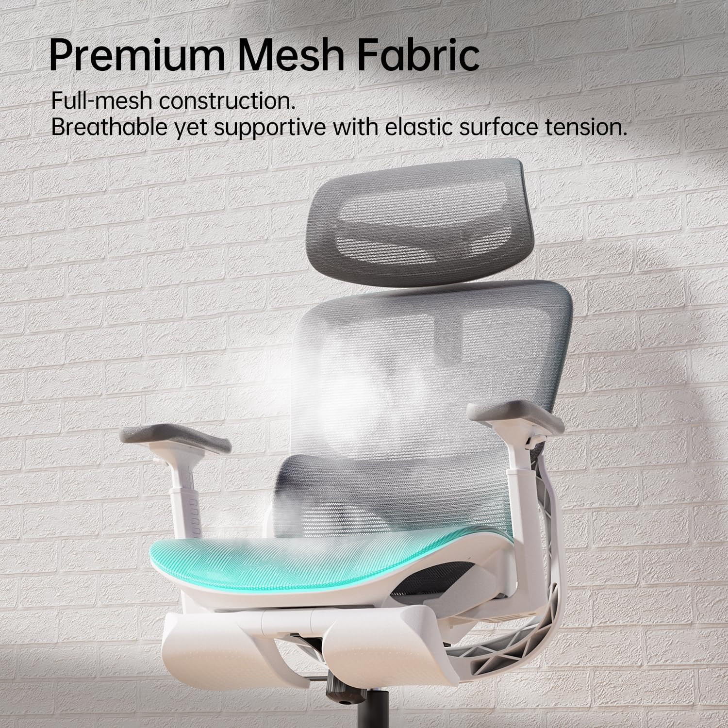 Ergonomic Office Chair with 3D Lumbar Support & Footrest – White