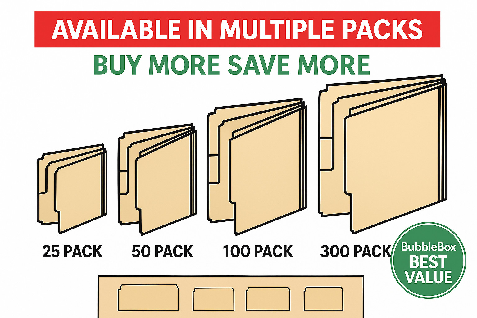 Pendaflex Letter File Folders Manila 1/3-Cut Tabs 11 Pt Stock 150 Pack BubbleBox
