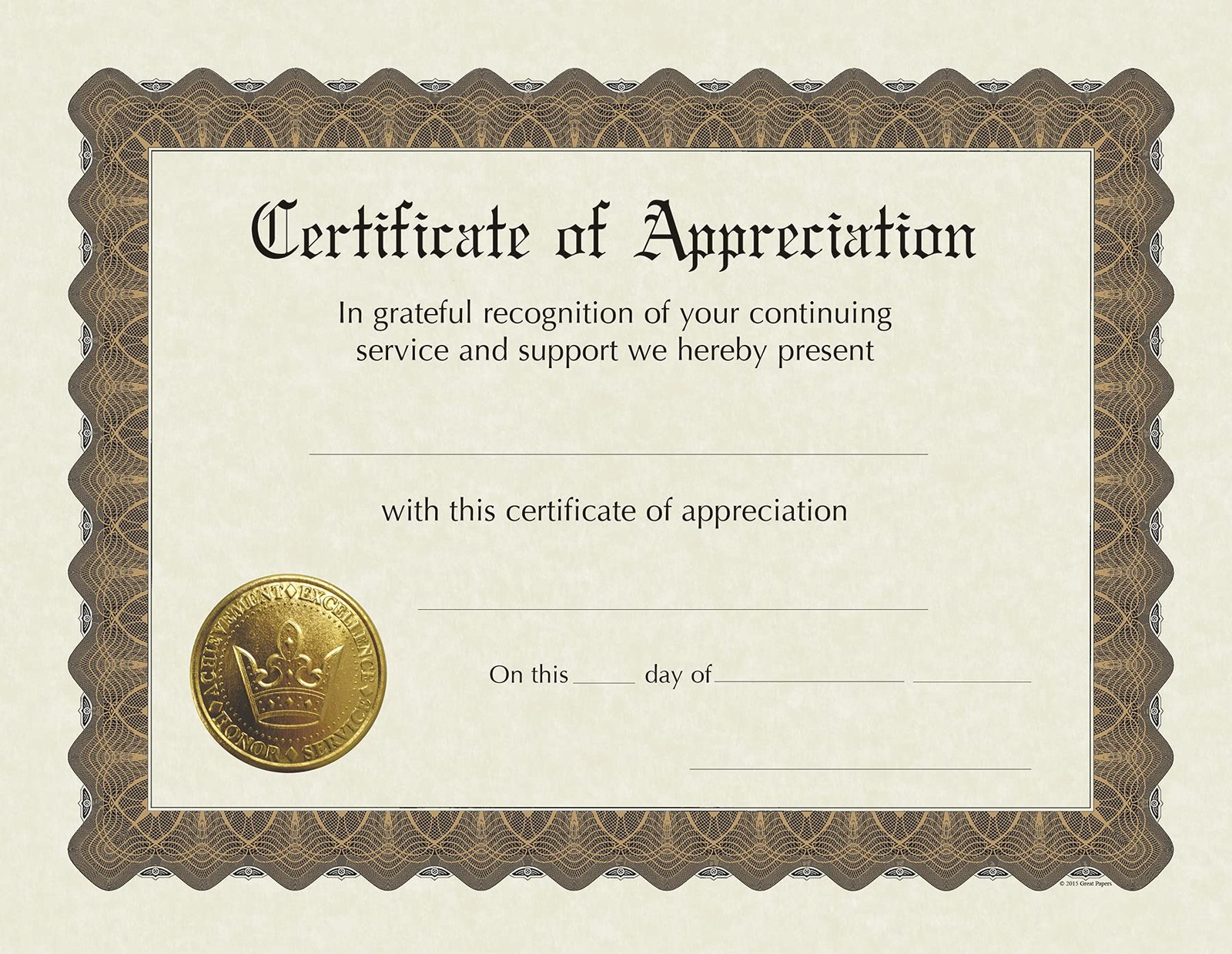 Great Papers! Ready-to-Use Certificates, 8 5×11 inches, Appreciation